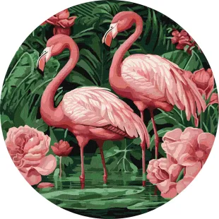 Malen nach Zahlen - Flamingos in Blumen ©art_selena_ua