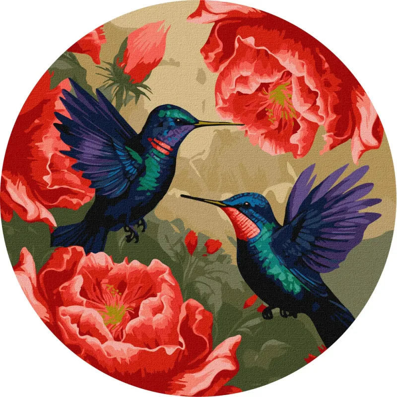 Painting by numbers - Colourful hummingbirds with metallic paints ©art_selena_ua