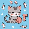 Malen nach Zahlen - Eine Katze und ein Ball (Gemälde №2) ©art_selena_ua