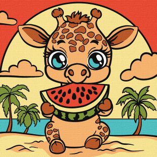 Malen nach Zahlen - Giraffe und Wassermelone ©art_selena_ua