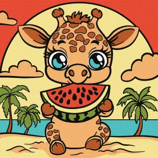 Malen nach Zahlen - Giraffe und Wassermelone ©art_selena_ua