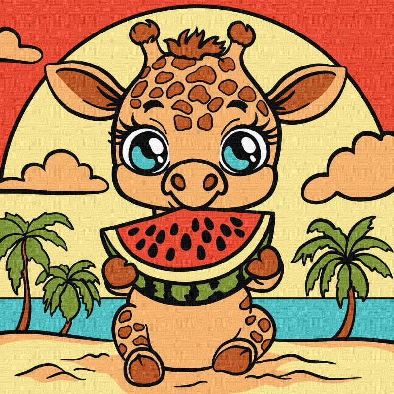 Malen nach Zahlen - Giraffe und Wassermelone ©art_selena_ua