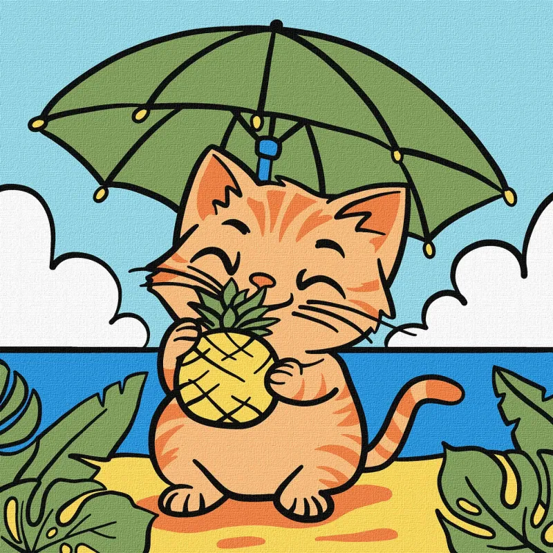 Malen nach Zahlen - Kätzchen und Ananas ©art_selena_ua