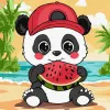 Malen nach Zahlen - Sommer. Panda mit einer Wassermelone ©art_selena_ua