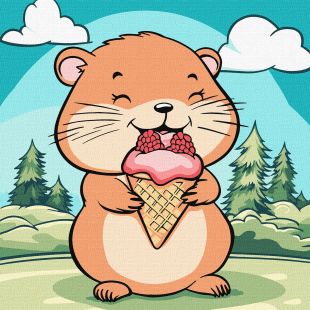 Malen nach Zahlen - Sommer. Hamster mit Eis ©art_selena_ua