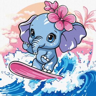 Malen nach Zahlen - Sommer. Elefant fängt eine Welle ©art_selena_ua