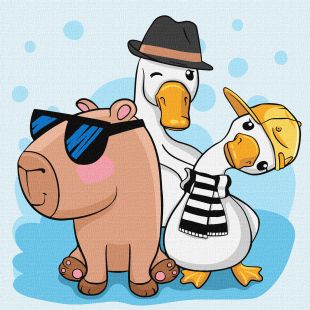 Malen nach Zahlen - Capybara und Freunde
