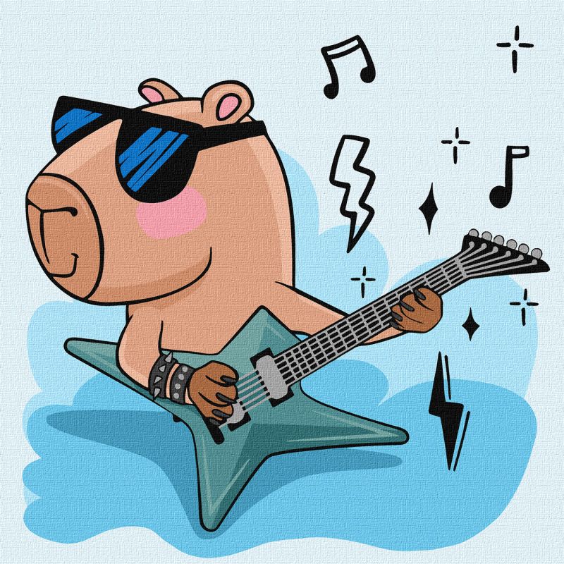 Malen nach Zahlen - Capybara-Rockstar