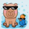 Painting by numbers - Capybara and bird with glasses