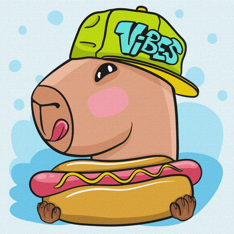 Painting by numbers - Capybara and hot dog