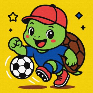 Malen nach Zahlen - Eine Schildkröte spielt Fußball ©art_selena_ua