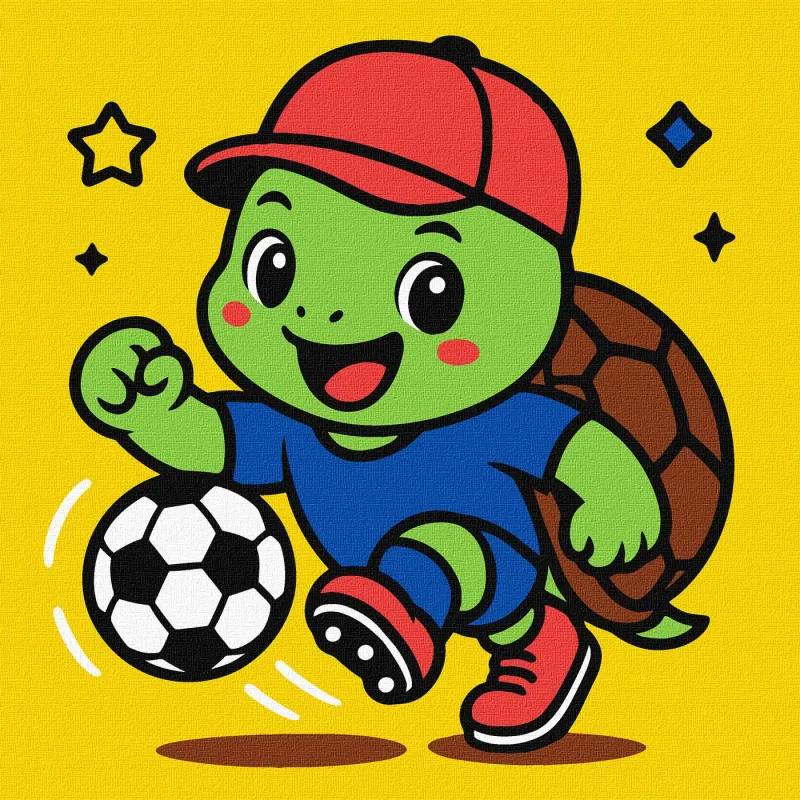 Malen nach Zahlen - Eine Schildkröte spielt Fußball ©art_selena_ua