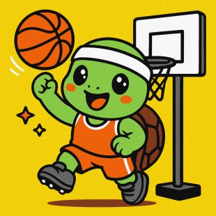 Malen nach Zahlen - Eine Schildkröte spielt Basketball ©art_selena_ua