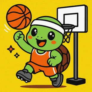 Malen nach Zahlen - Eine Schildkröte spielt Basketball ©art_selena_ua