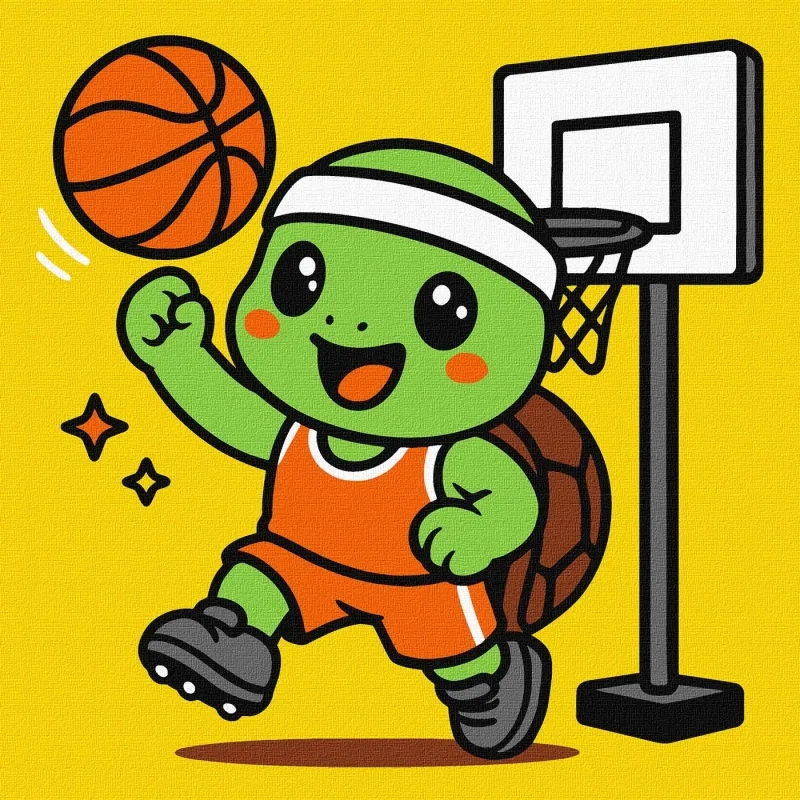 Painting by numbers - A turtle plays basketball ©art_selena_ua