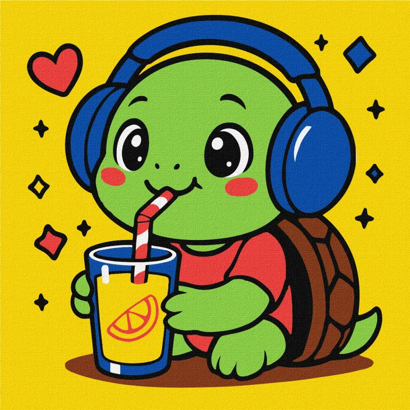 Malen nach Zahlen - Eine Schildkröte trinkt Limonade ©art_selena_ua