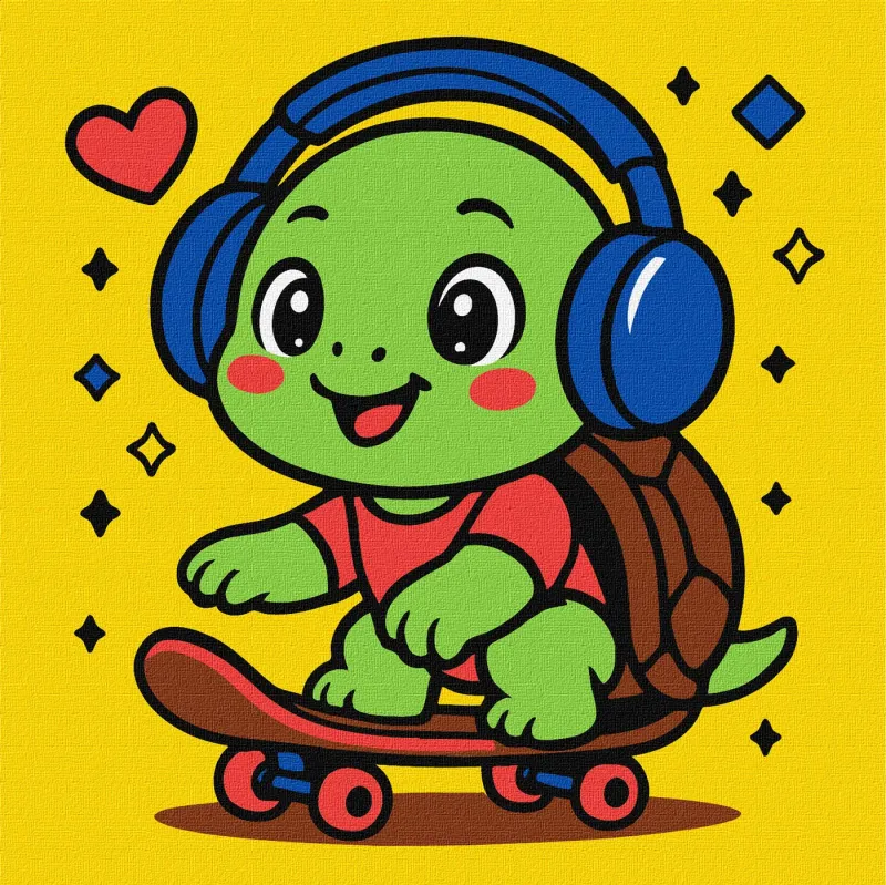 Malen nach Zahlen - Schildkröte auf einem Skateboard ©art_selena_ua