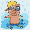 Malen nach Zahlen - Capybara auf einem Skateboard