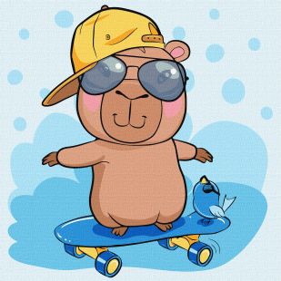 Malen nach Zahlen - Capybara auf einem Skateboard