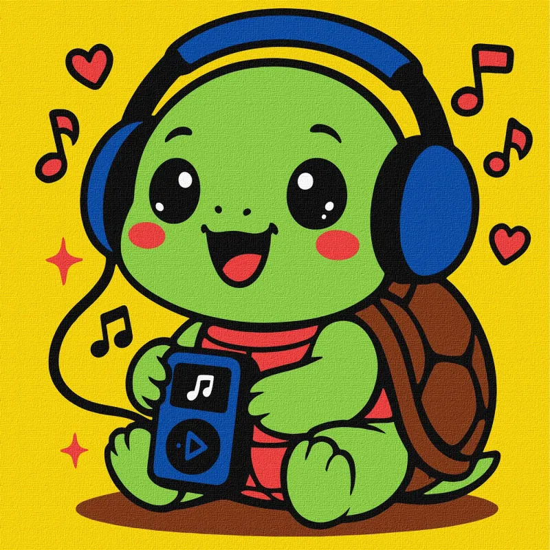 Malen nach Zahlen - Eine Schildkröte hört Musik ©art_selena_ua