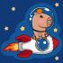 Painting by numbers - Capybara on a rocket