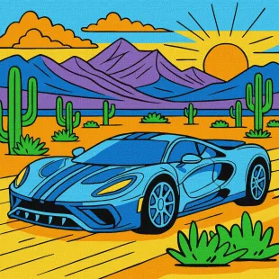 Malen nach Zahlen - Auto in der Wüste ©art_selena_ua