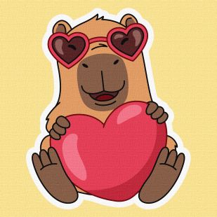 Malen nach Zahlen - Capybara und das Herz