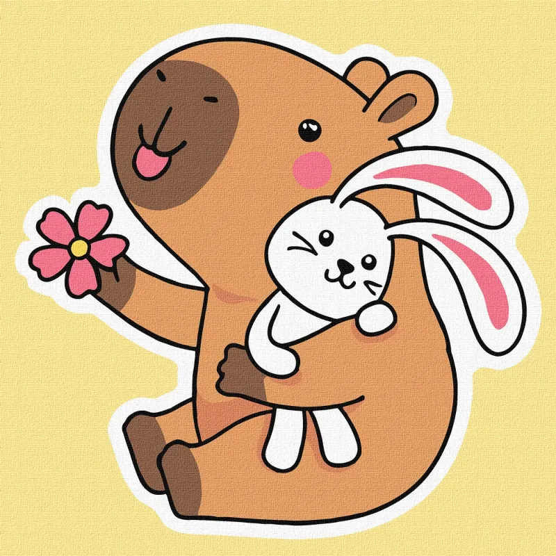 Malen nach Zahlen - Capybara mit einem Häschen ©art_selena_ua