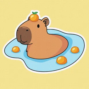 Malen nach Zahlen - Capybara mit einem Häschen