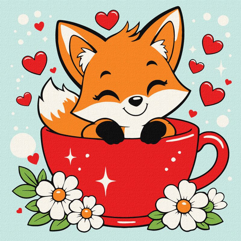 Malen nach Zahlen - Süßer Fuchs in einer Tasse ©art_selena_ua