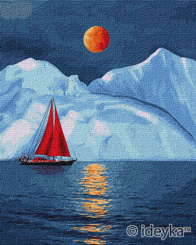 Painting by numbers - Red sailboat 