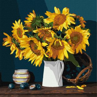 Malen nach Zahlen - Leuchtende Sonnenblumen