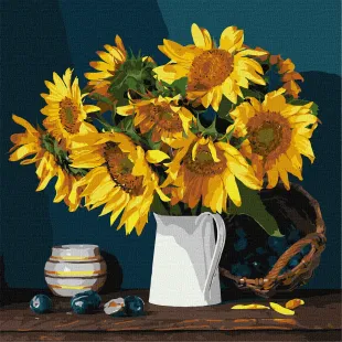 Malen nach Zahlen - Leuchtende Sonnenblumen