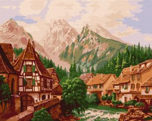 Malen nach Zahlen - Stadt in den Bergen ©Sergiy Lobach