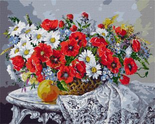 Malen nach Zahlen - Stilleben mit Mohnblumen ©Alexander Zakusilov