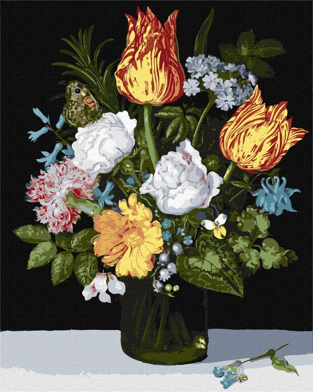 Painting by numbers - Still life with flowers in a glass ©Ambrosius Bosschaert de Oude