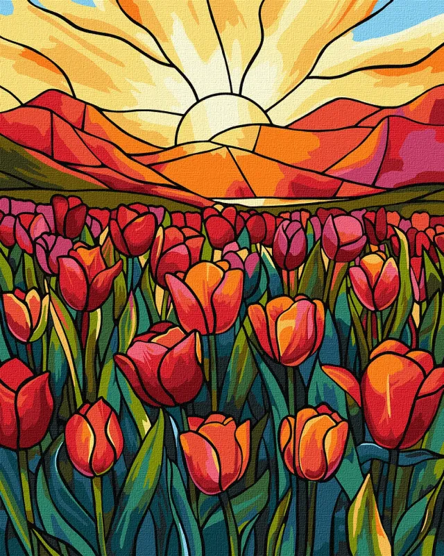 Malen nach Zahlen - Ein Feld voller Tulpen ©art_selena_ua