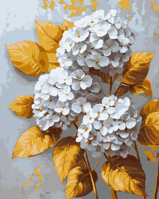 Malen nach Zahlen - Goldene Hortensie mit extra Metallic-Farben ©victoria_art___