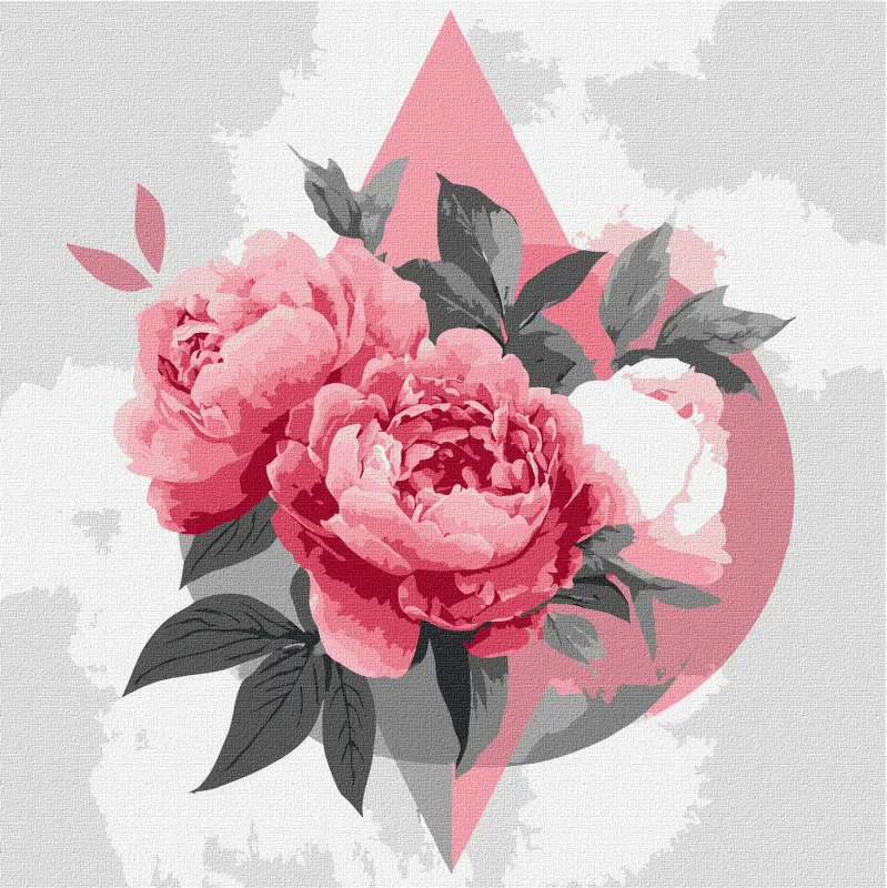 Painting by numbers - Geometric shapes with peonies ©art_selena_ua