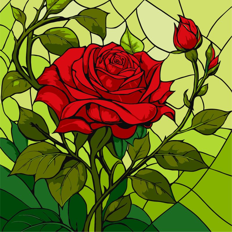 Malen nach Zahlen - Buntglasfenster. Rose ©art_selena_ua