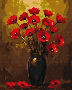 Malen nach Zahlen - Strauß Mohnblumen mit metallischen Farben ©art_selena_ua