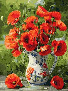 Malen nach Zahlen - Mohnblumen in Porzellan ©art_selena_ua