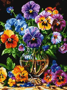 Malen nach Zahlen - Leuchtende Blumen in einer Glasvase ©art_selena_ua