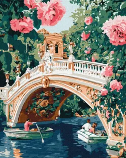 Malen nach Zahlen - Brücke und Blumen ©art_selena_ua
