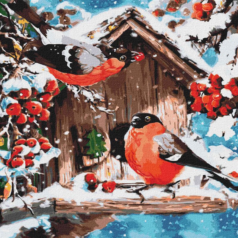 Painting by numbers - Bright bullfinches 