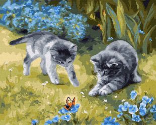 Malen nach Zahlen - Katzen im Garten ©Julia Tomesco