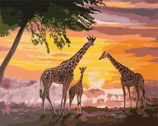 Malen nach Zahlen - Giraffenfamilie ©ArtAlekhina