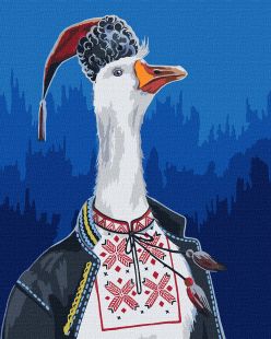 Malen nach Zahlen - Eine Gans in einer bestickten Jacke ©Svitlana Terentschuk
