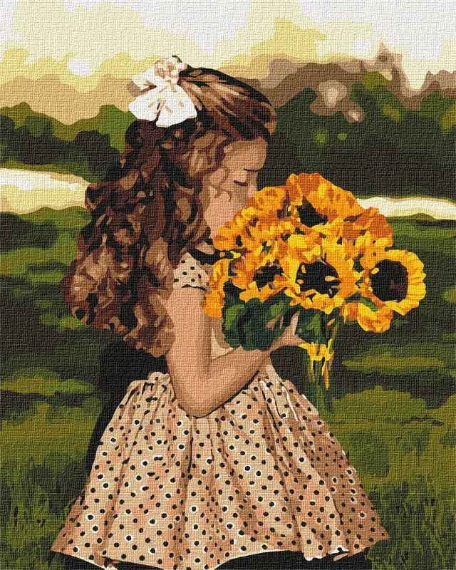 Painting by numbers - Girl with sunflowers  