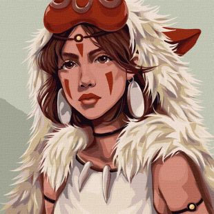Malen nach Zahlen - Prinzessin Mononoke ©lien_illustration